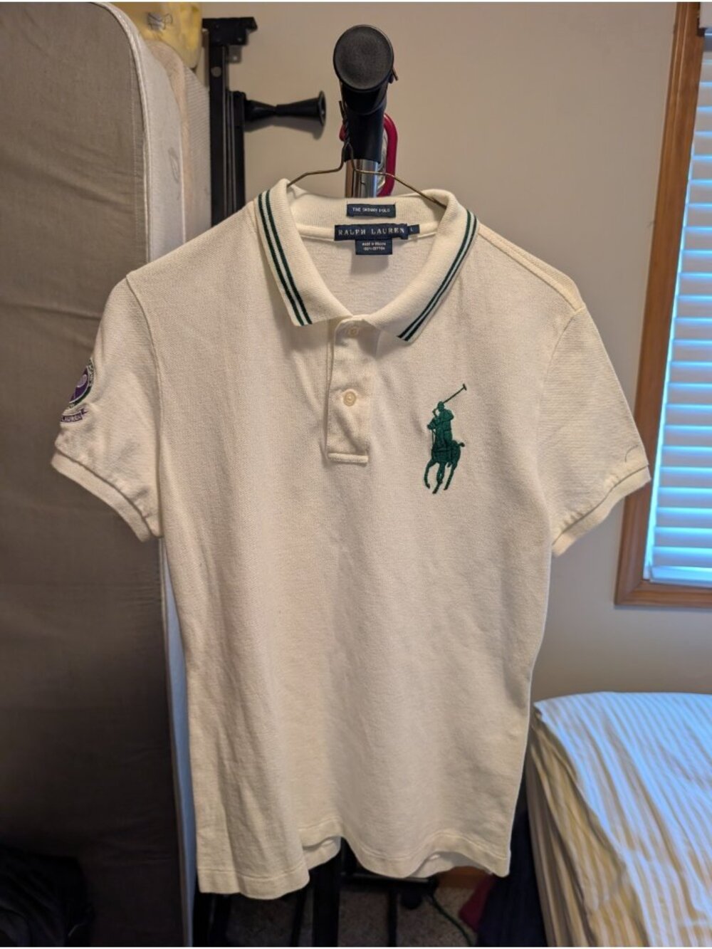 Ralph Lauren Black Label The Skinny Polo Shirt Women's L Wimbledon Big Pony